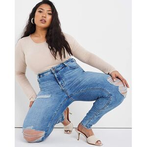 Simply Be Chloe Stonewash Ripped Skinny Jeans Stonewash 32r Female