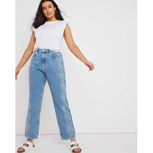 Simply Be Cut Out Detail Straight Leg Jeans Stonewash 14r Female