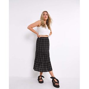 JD Williams Checked Tiered Midi Skirt Black Check 20 Female