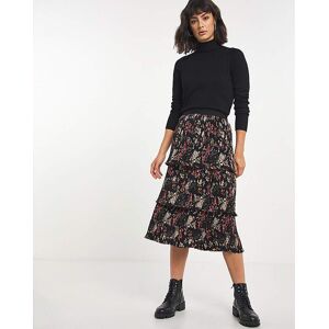 JD Williams Tiered Midi Skirt Black Print 20