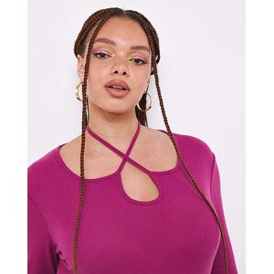 Simply Be Magenta Cut Out Halter Neck Top Magenta 10 Female