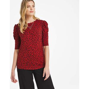 Capsule Dash Print Gathered Sleeve Detail Top Rust/Black 28 female