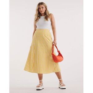 Joe Browns Gingham Midi Skirt Yellow Multi-Coloured 18 Female