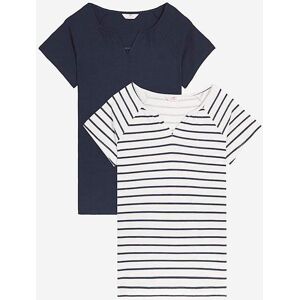 Julipa Notch Neck Grown on Sleeve Top Navy/Stripe 10 female