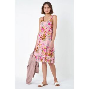 Roman Floral Print Cotton Layered Dress in Pink - Size 18 18 female