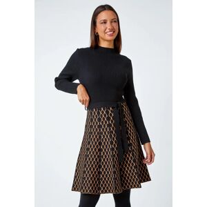 Roman Contrast Skirt Ribbed Jumper Dress in Camel - Size 18 18 female