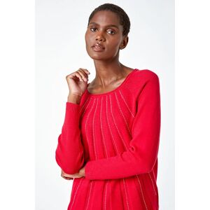 Roman Sparkle Detail Stretch Knit Jumper in Red 10 female