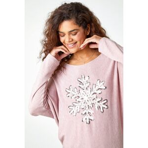 Roman Embellished Snowflake Stretch Top in Light Pink L female