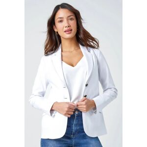 Roman Stretch Button Detail Blazer in White 20 female