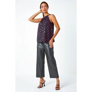 Roman Metallic Polka Dot Print Halterneck Top in Pink 18 female