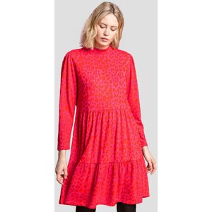 Roman Jacquard Leopard Print Tiered Dress in Red 20 female