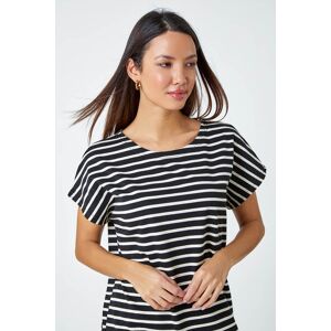 Roman Cotton Blend Stripe Print T-Shirt in Black 16 female