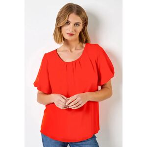 Roman Plain Chiffon Puff Sleeve Top in Dark Orange 10 female