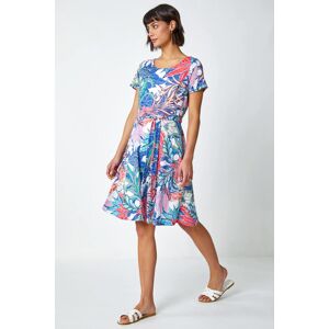 Roman Tropical Burnout Print Belted Dress in Multi - Size 18 18 female