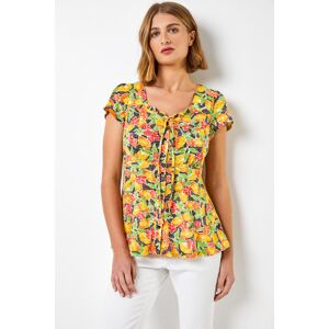 Roman Lemon Print Tie Detail Top in Yellow 20 female