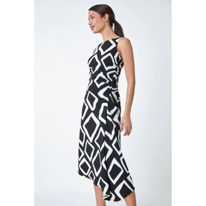 Roman Geometric Asymmetric Midi Stretch Dress in Black - Size 18 18 female