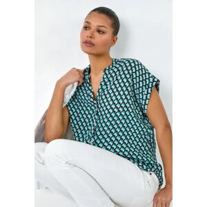 Roman Geometric Print Relaxed Shirt in Blue 18 female