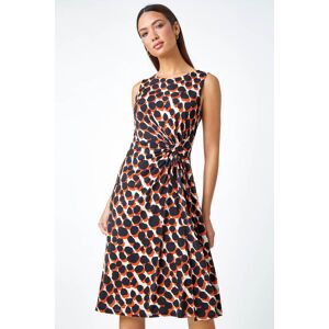 Roman Spot Print Drape Detail Stretch Dress in Rust - Size 12 12 female