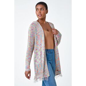 Roman Fringed Edge Longline Stripe Cardigan in Teal 12 female