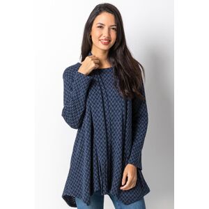 Roman Zig Zag Hanky Hem Long Sleeve Top with Scarf in Blue L female