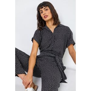 Roman Spot Print Collared Jumpsuit in Black - Size 14 14 female