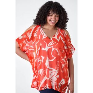 Roman Curve Curve Floral Print Overlay Top in Orange 20 female