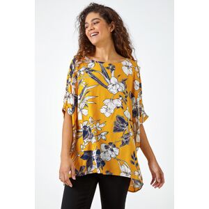 Roman Floral Print Button Back Top in Yellow 12 female