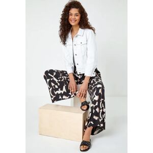 Roman Geometric Print Wide Leg Trouser in Black 20 female