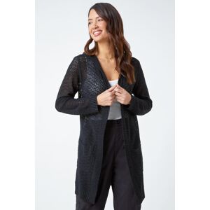 Roman Longline Hooded Cardigan in Black 18 female