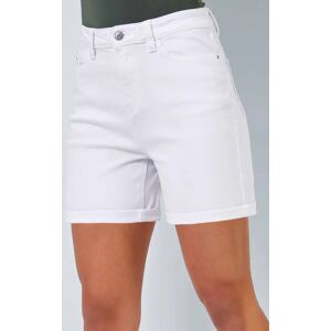 Roman Stretch Denim Mom Shorts in White 14 female