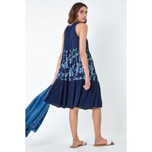 Roman Floral Print Tiered Smock Dress in Navy - Size 16 16 female