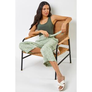 Roman Ditsy Floral Print Waist Tie Culottes in Sage 10 female