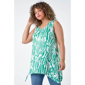 Roman Curve Curve Animal Stretch Hanky Hem Vest Top in Green 20 female