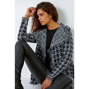 Roman Houndstooth Fringed Cardigan in Black 12 female