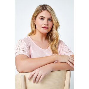 Roman Curve Curve Lace Trim T-Shirt in Light Pink 20 female