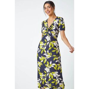 Roman Leaf Twist Front Stretch Midi Dress in Green - Size 22 22 female