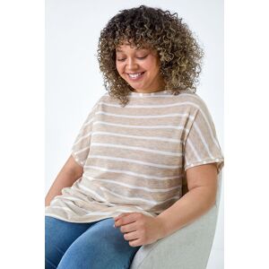 Roman Curve Curve Stripe Stretch Knit T-Shirt in Natural 3032 female