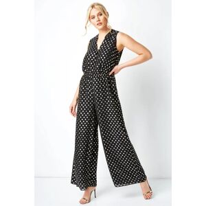 Roman Polka Dot Button Detail Jumpsuit in Gold 12 female