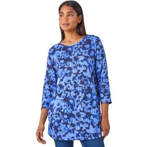 Roman Abstract Print Stretch Swing Tunic in Blue 10 female