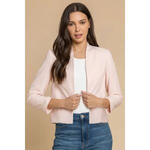 Roman Cropped High Collar Crepe Jacket in Pink 12 female