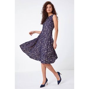 Roman Fit And Flare Lace Midi Dress in Navy 20 female