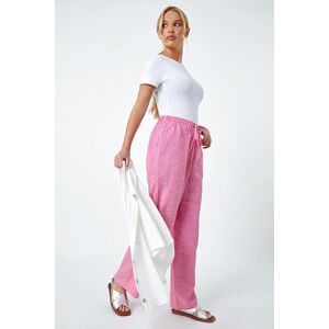 Roman Petite Petite Linen Mix Wide Leg Trousers in Pink 10 female