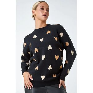 Dusk Fashion Heart Print High Neck Jumper in Black 12 female