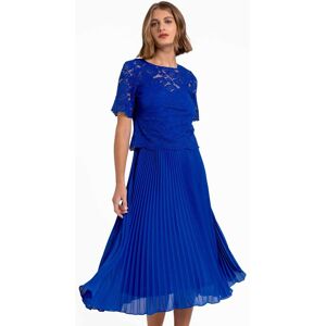 Roman Lace Top Overlay Pleated Midi Dress in Royal Blue - Size 10 10 female