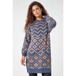 Roman Geometric Print Jacquard Jumper Dress in Grey 16 female