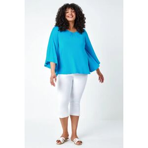 Roman Curve Curve Stretch Jersey Cape Sleeve Top in Turquoise 2224 female