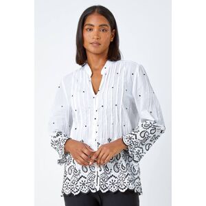 Roman Cotton Paisley Embroidered Blouse in Ivory 14 female