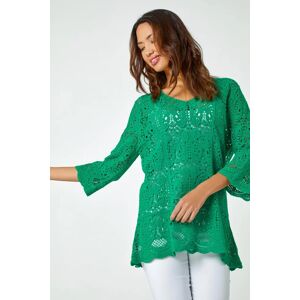 Roman Cotton Crochet Tunic Top in Jade 20 female