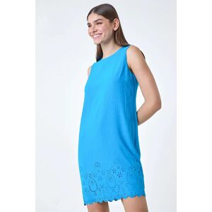 Roman Floral Hem Textured Shift Dress in Blue - Size 14 14 female