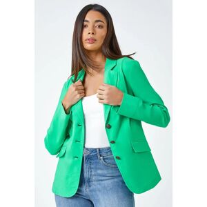 Roman Button Detail Stretch Blazer in Pale Green 18 female